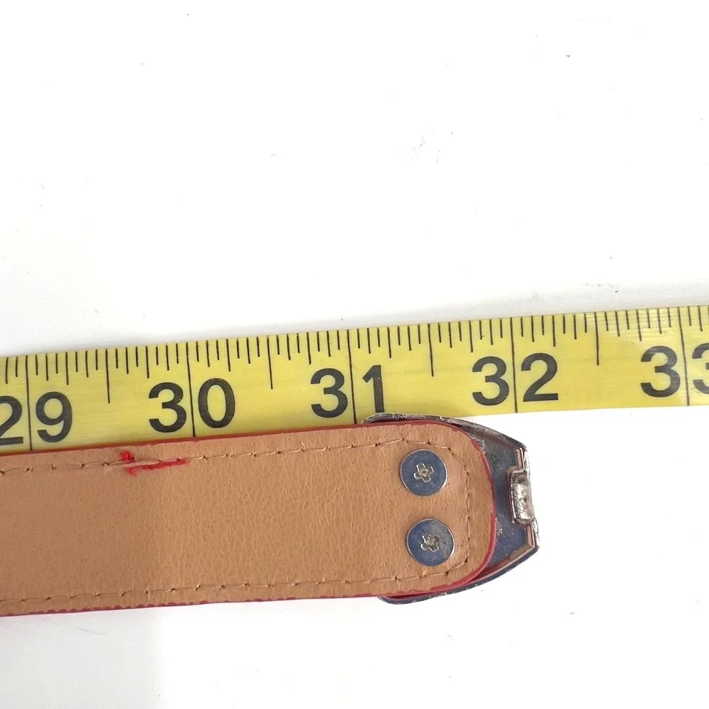 Vintage Womens Red Patent Buckle Bow Belt Retro Pinup Coquette Girlhoodcore S